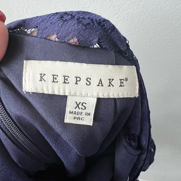 Sz XS Keepsake Run the World Navy Blue Long Sleeve Lace Dress - Picture 11 of 14